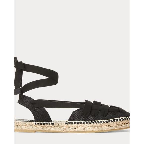 Bonni Canvas Espadrille Sandal sz 7 black lace up sandals coquette preppy NWOT - Picture 1 of 7